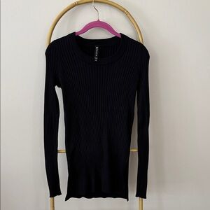 Athleta Black Ribbed Long Sleeve Sweater